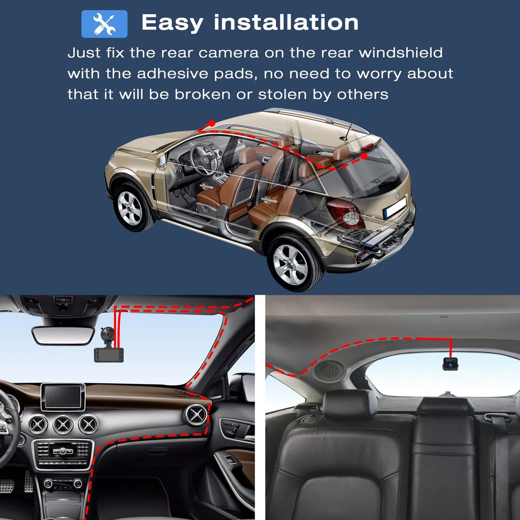 Cam TOGUARD Camera GPS and Dual Dash Car Rear G-Sensor Front Loop IPS FHD Dash 1080P WDR Recording 3" Camera