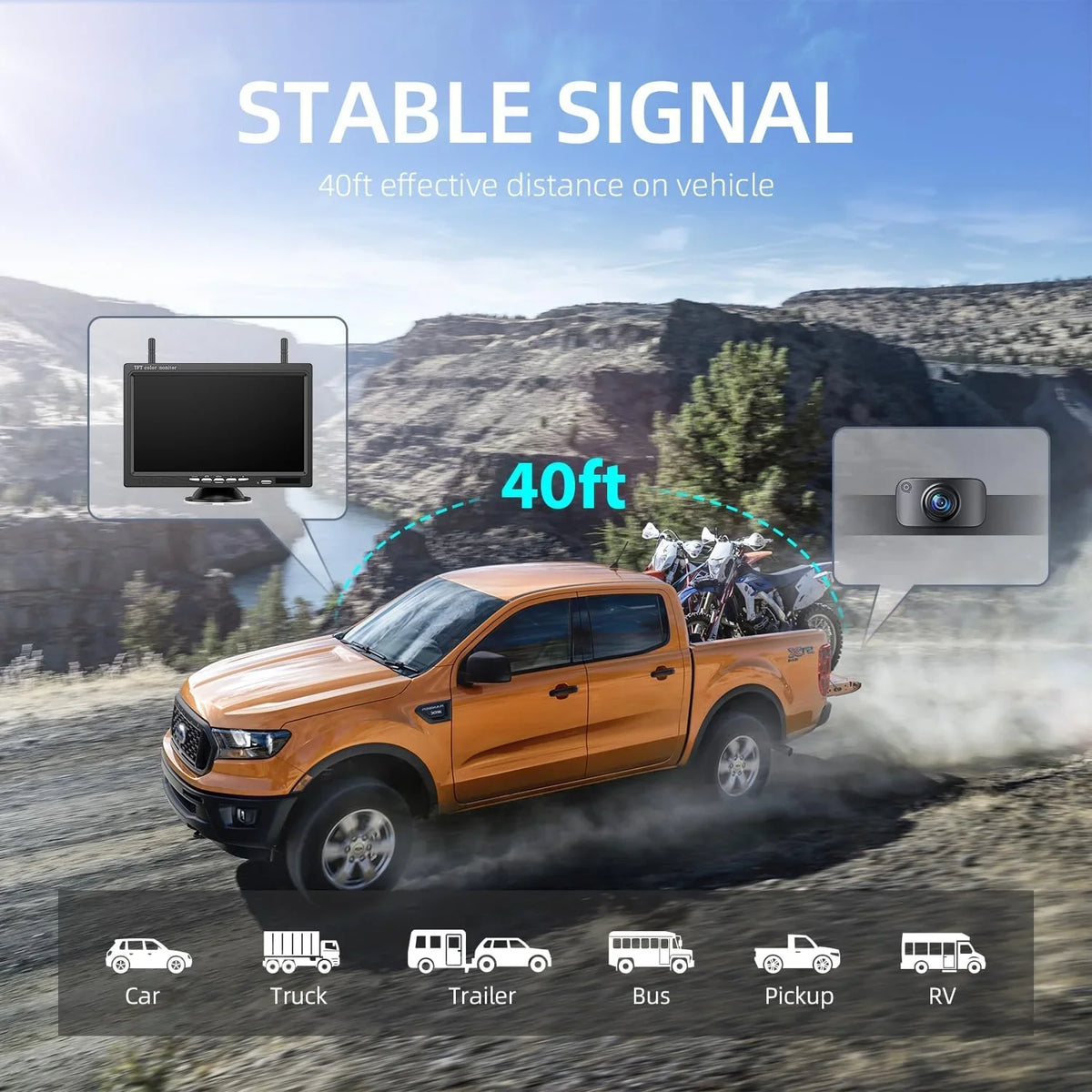 HD Backup Camera 7 RV/Trailer/Truck/Van for 1080P AWT7 IR eRapta Wireless Night Monitor Vision IP69 Inch Waterproof