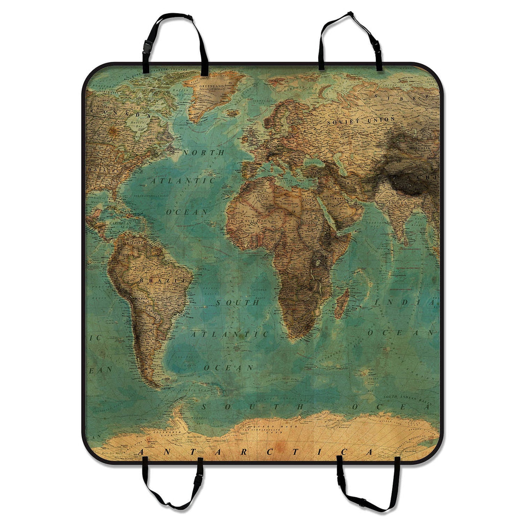inches 54x60 Pet Seat and Mat Cargo World Hammock Style Map Dog Vintage GCKG SUV Car Trunk Seat Pattern Cover Car Mat Cars Mat Trucks For