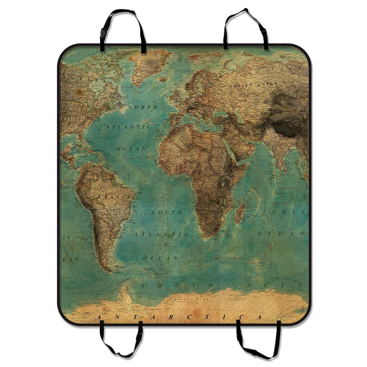 inches 54x60 Pet Seat and Mat Cargo World Hammock Style Map Dog Vintage GCKG SUV Car Trunk Seat Pattern Cover Car Mat Cars Mat Trucks For
