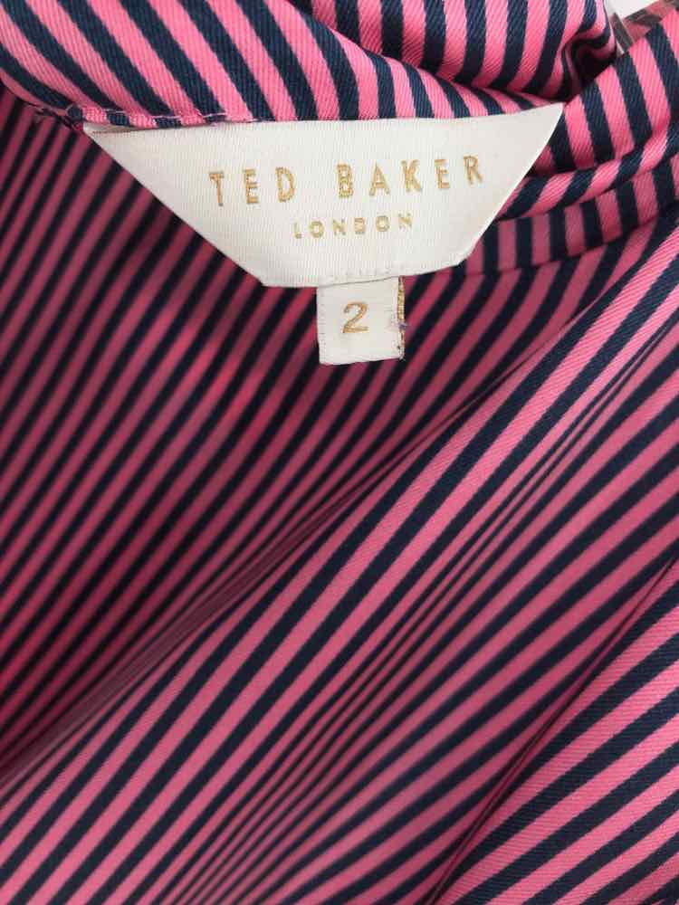 Long Stripe Baker Sleeve Pre-Owned Ted 6 Blouse Pink Size