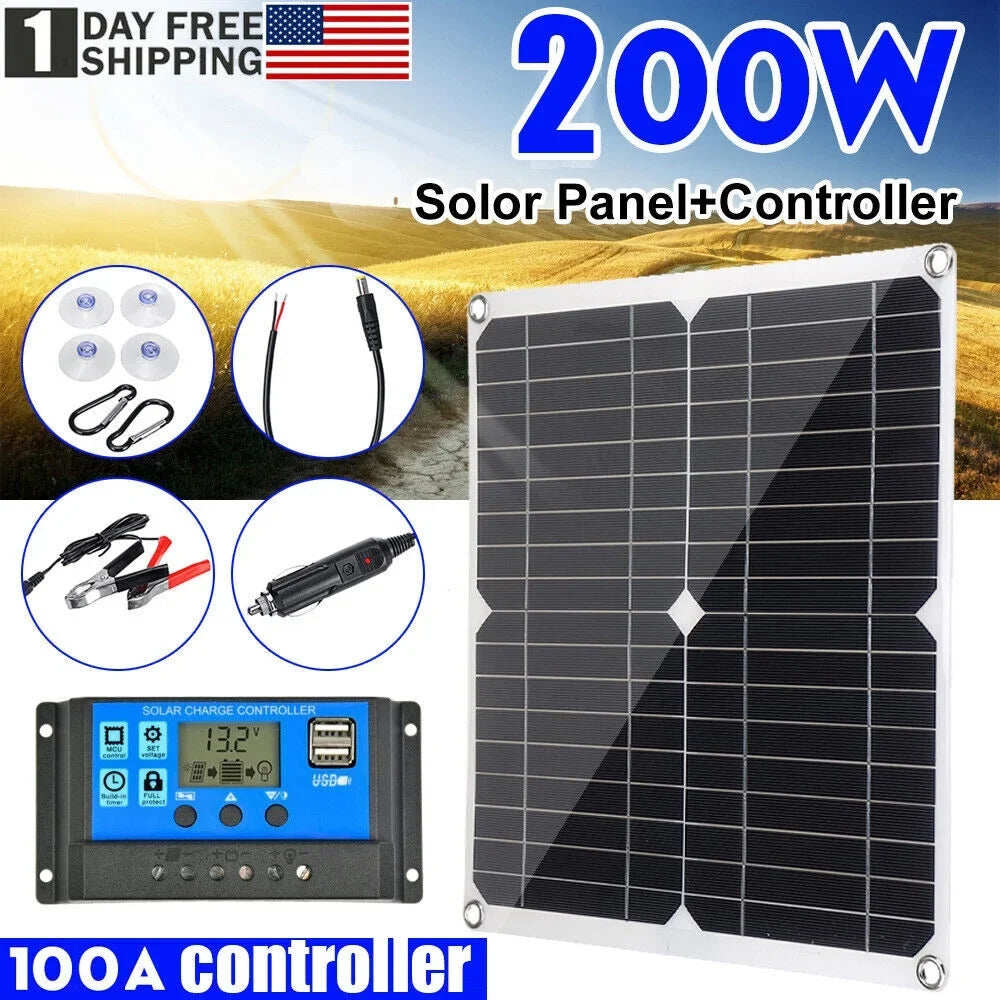 car source light panel outdoor home charger charge solar MDHAND camping controller 200W kit solar with emergency