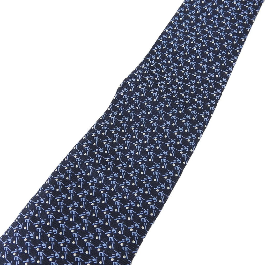 (Good) Necktie Pre-Owned Navy Blue Silk BVLGARI Men's
