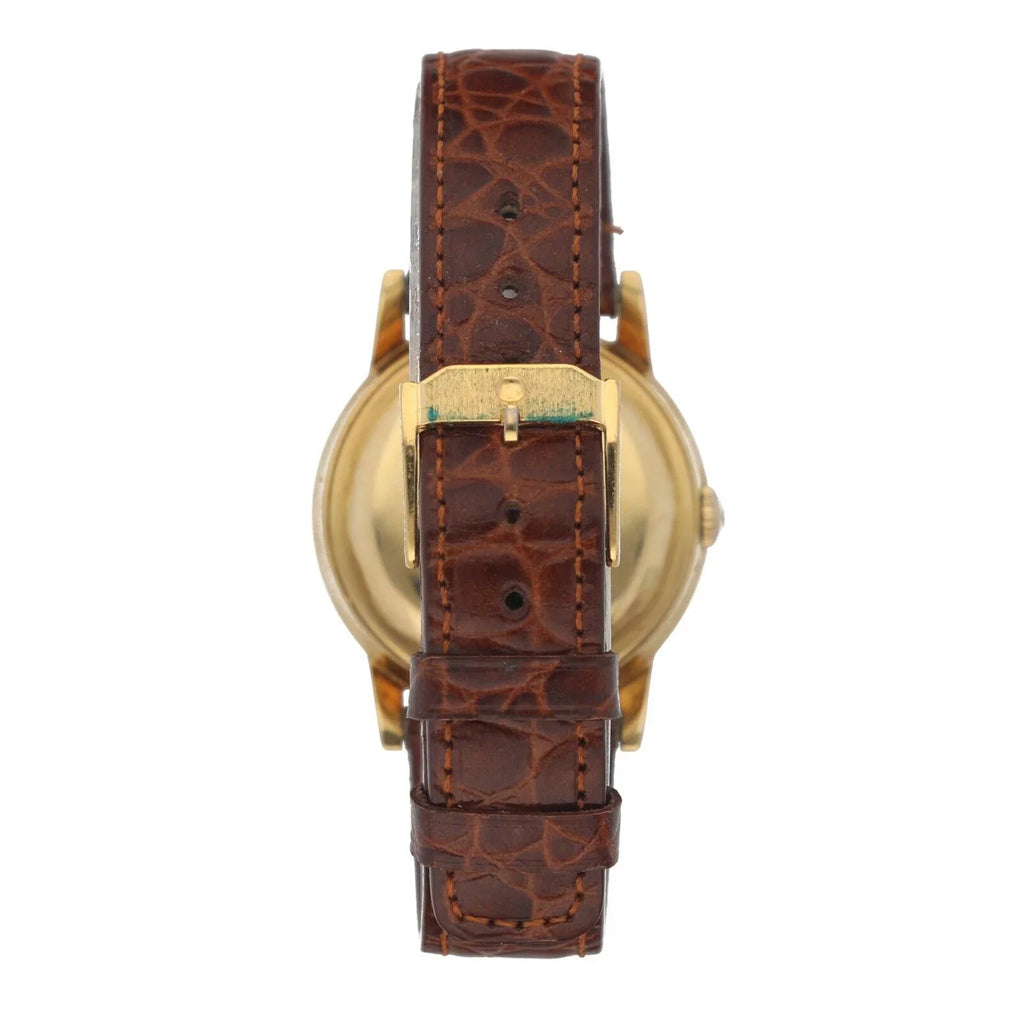 18k Wrist Automatic 34mm Chronometre 1231 Movado Leather Yellow Gold Watch
