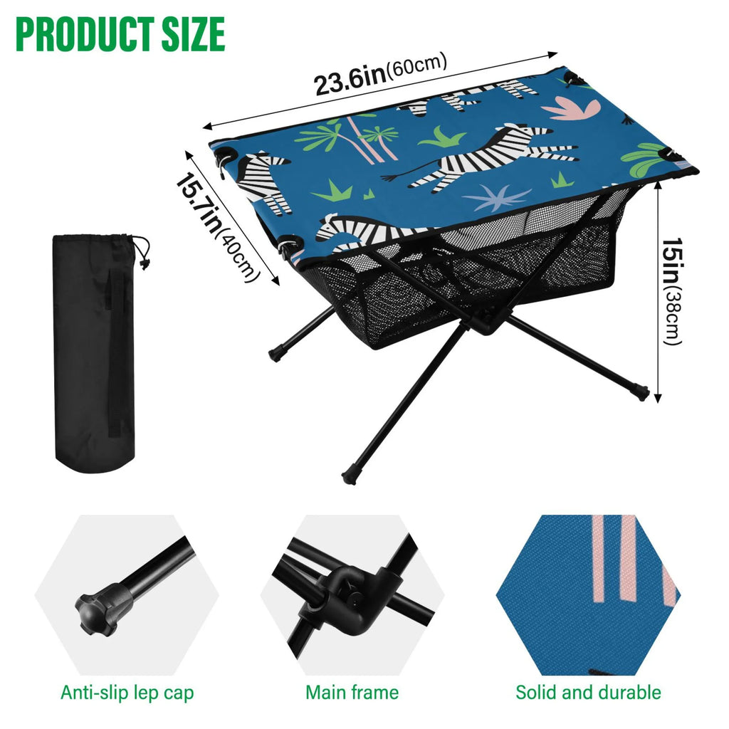 Portable Outdoor Picnic Camping Trees Table Beach Travel Storage Palm Compact Table and Fishing Zebras with BBQ Table Folding Bag for