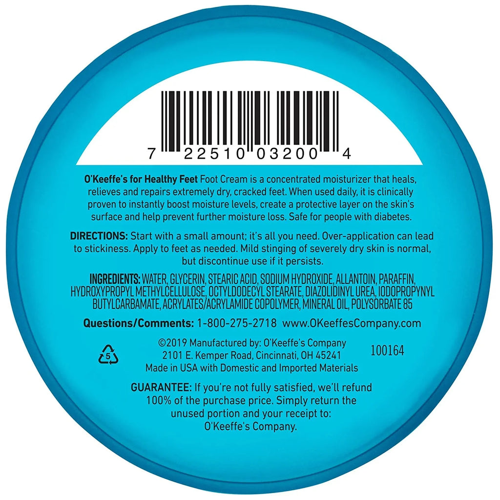 Jar ounce Foot Cream, Healthy Feet O'Keeffe's 3.2