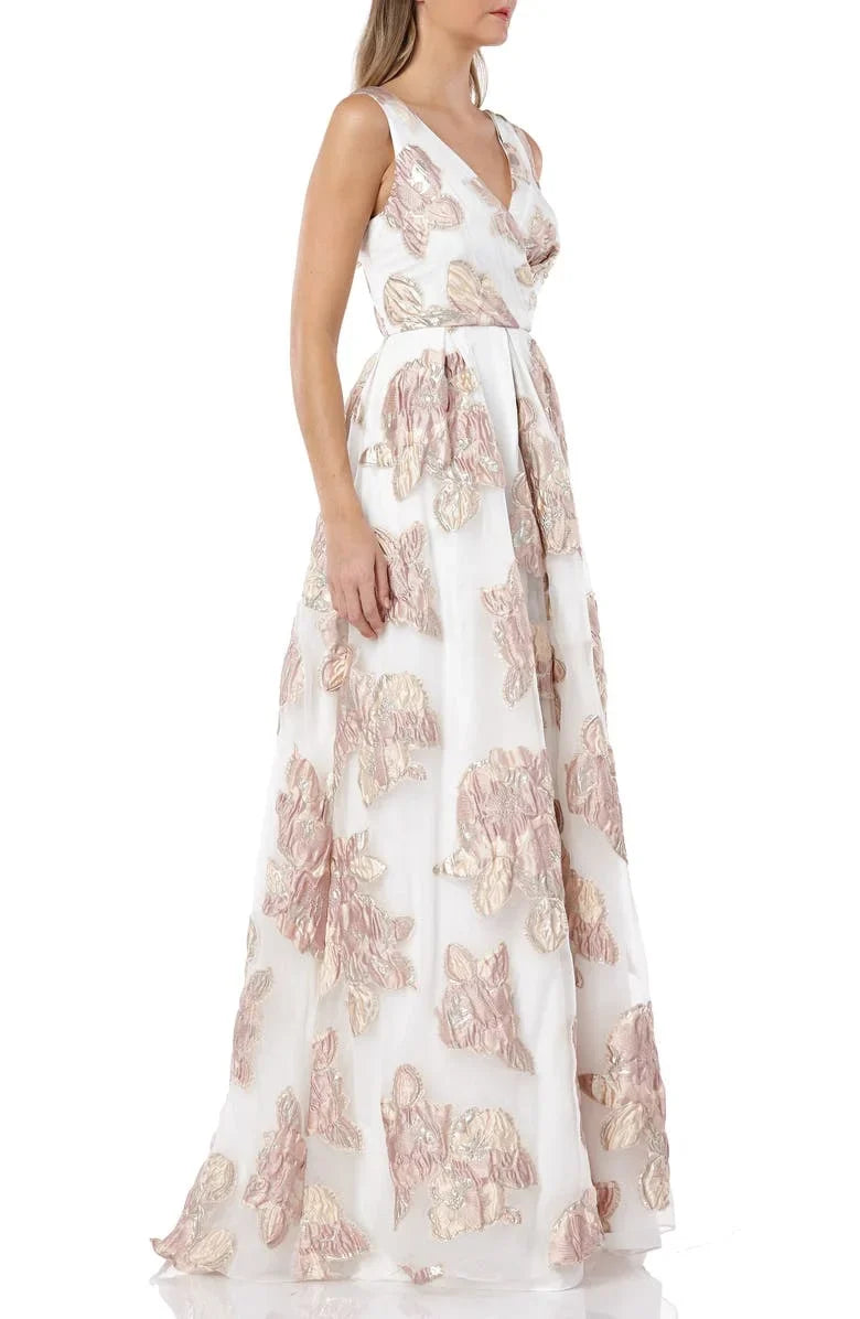 US Valvo Marc Carmen Infusion Organza Gown, BLUSH/IVORY Pleated 8 Women's