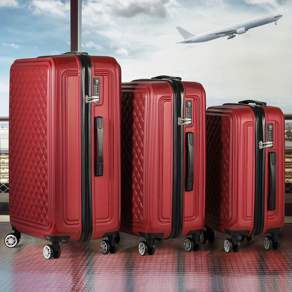 Trip, Travel With Spinner Wheels Cases Shell Hard For Outdoor Luggage Red Minimalist