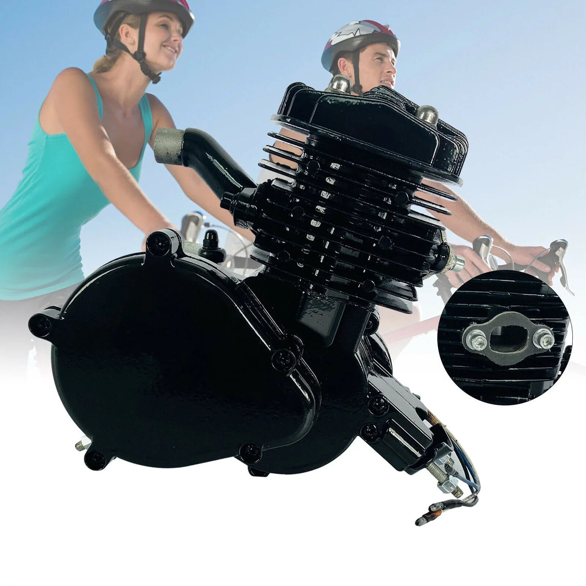 Petrol Motor 80CC Engine Single for 2.94KW 2-Stroke Start Motorized Bike Bicycle 6500r/min Cylinder Pull Engine Air-cooled Gas