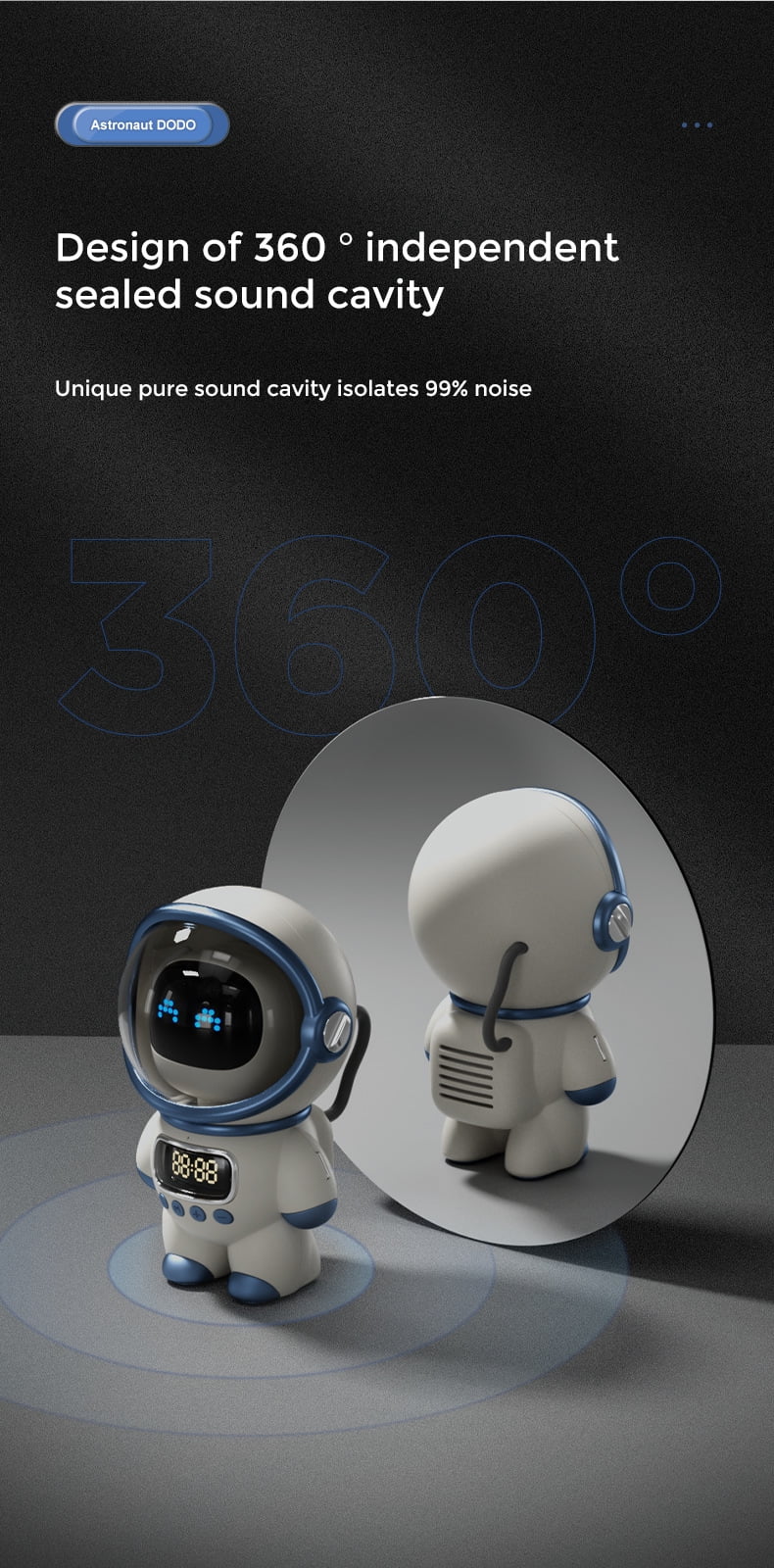 with Bluetooth Astronaut-Shaped Sleep Clock, Support Speaker Night Card TF and Radio, Smart Alarm, Light FM
