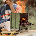 Lightweight Outdoor Burning Backpacking Sturdy Picnic Stove Cooking, Grill Camp Stainless Folding Wood For With Stove For Portable Wood BBQ Steel Camping