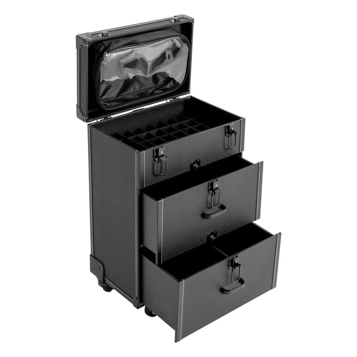 Polish Nail Makeup Trolley Miumaeov Rolling Cosmetic Train Organizer Storage Luggage Case Box Professional