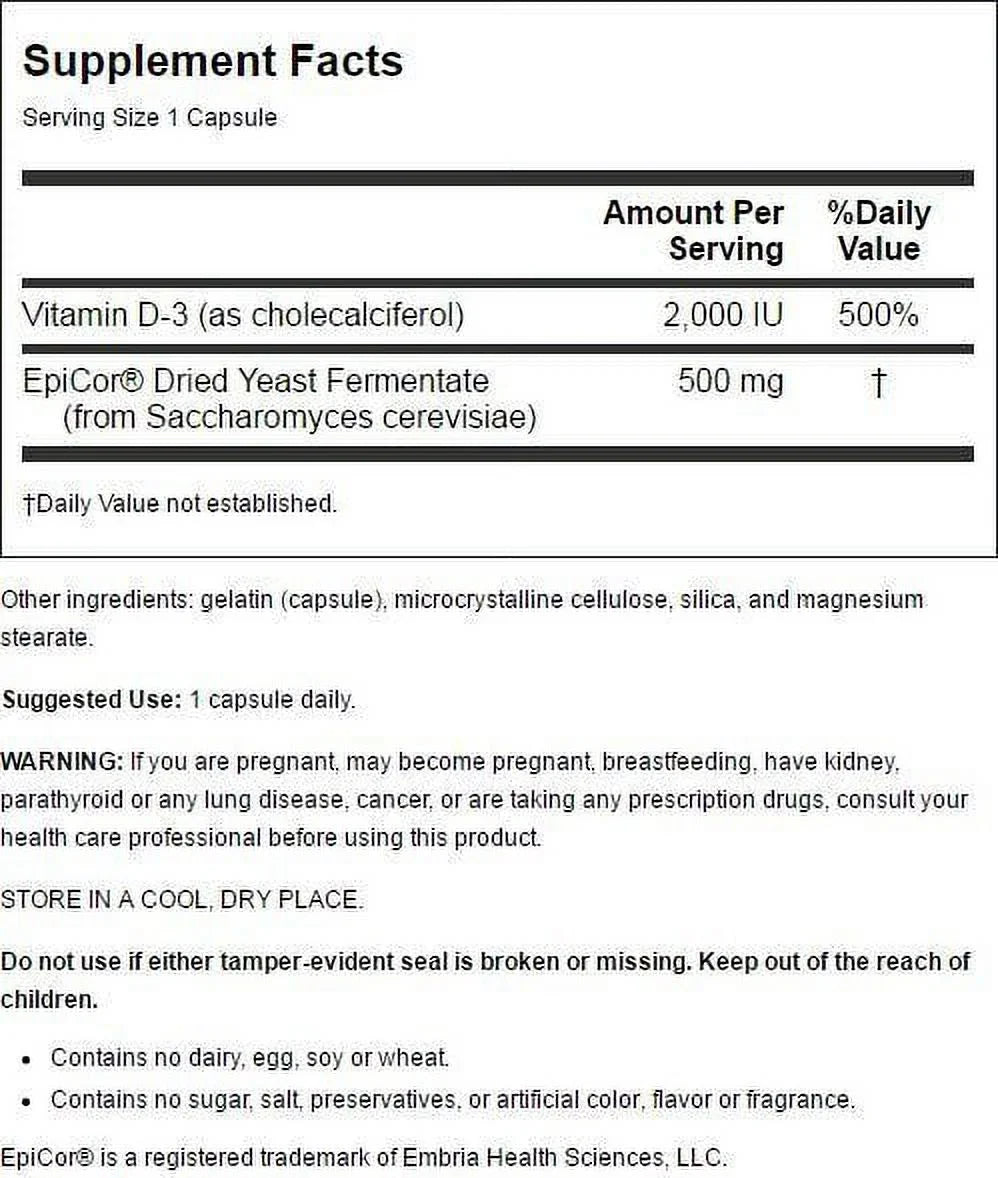 Source with Capsules Naturals D3 500 60 mg. - - Vitamin EpiCor