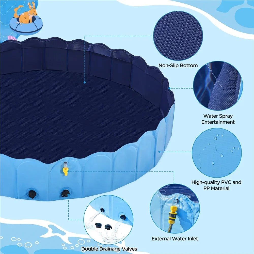 Outdoor, Design Foldable Swimming Sprinkler and XXXL Blue Indoor with Alden Dog Pools