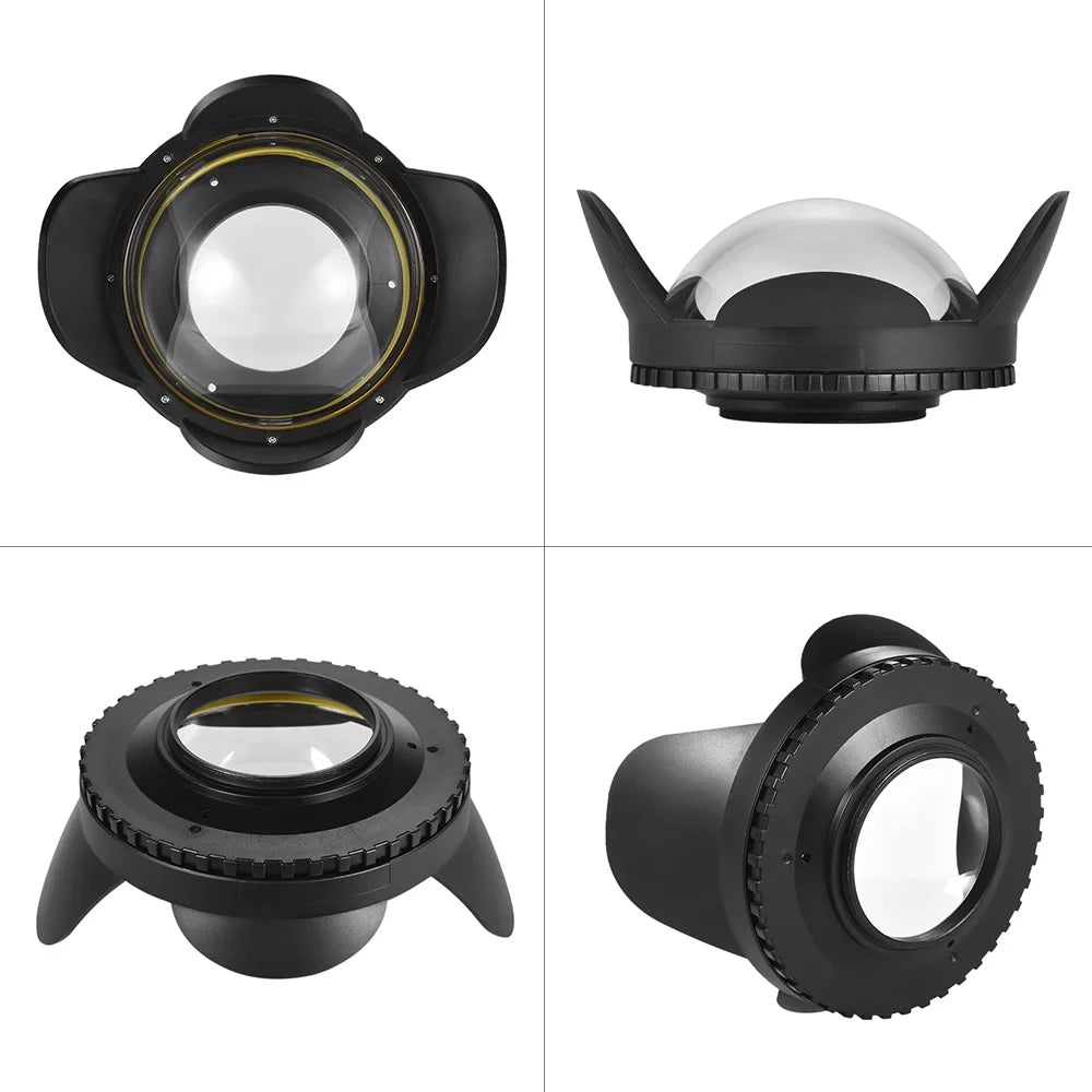 200mm Camera Lens 60m/ 67mm Shade Underwater Waterproof 197ft Adapter for Camera Port Round Cover MEIKON Case Wide Housing Fisheye Diving Dome Angle