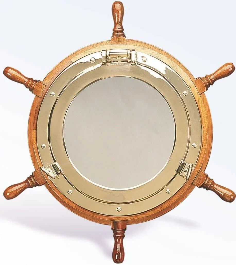 | Lavish Mirror (16 Porthole International Inches) True Brass Home Deluxe Wheel Nagina Ship Decor
