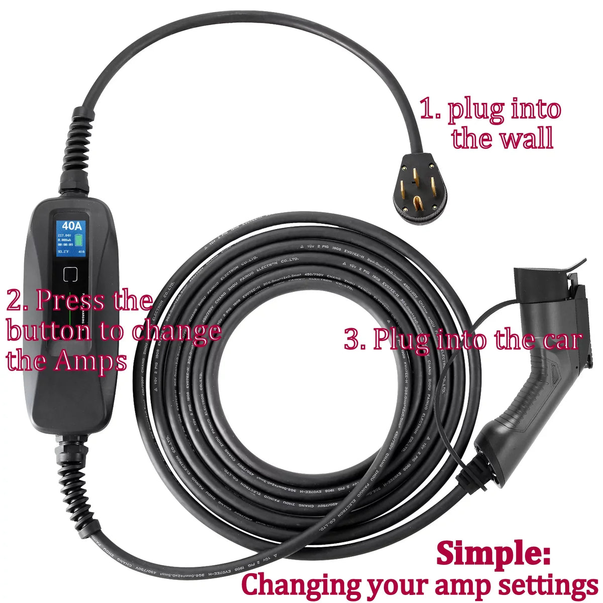 The to Vehicles, Level 24 14-50R EVSE- (9.6 Station Voltage AMP ,40 AMPS- You 5-15P AMP AMP, EV 2- /120V Couplago Charging Adapter KW)- Electric AMP - -240V/120V, - Dual or Charger 40 Set 12 for