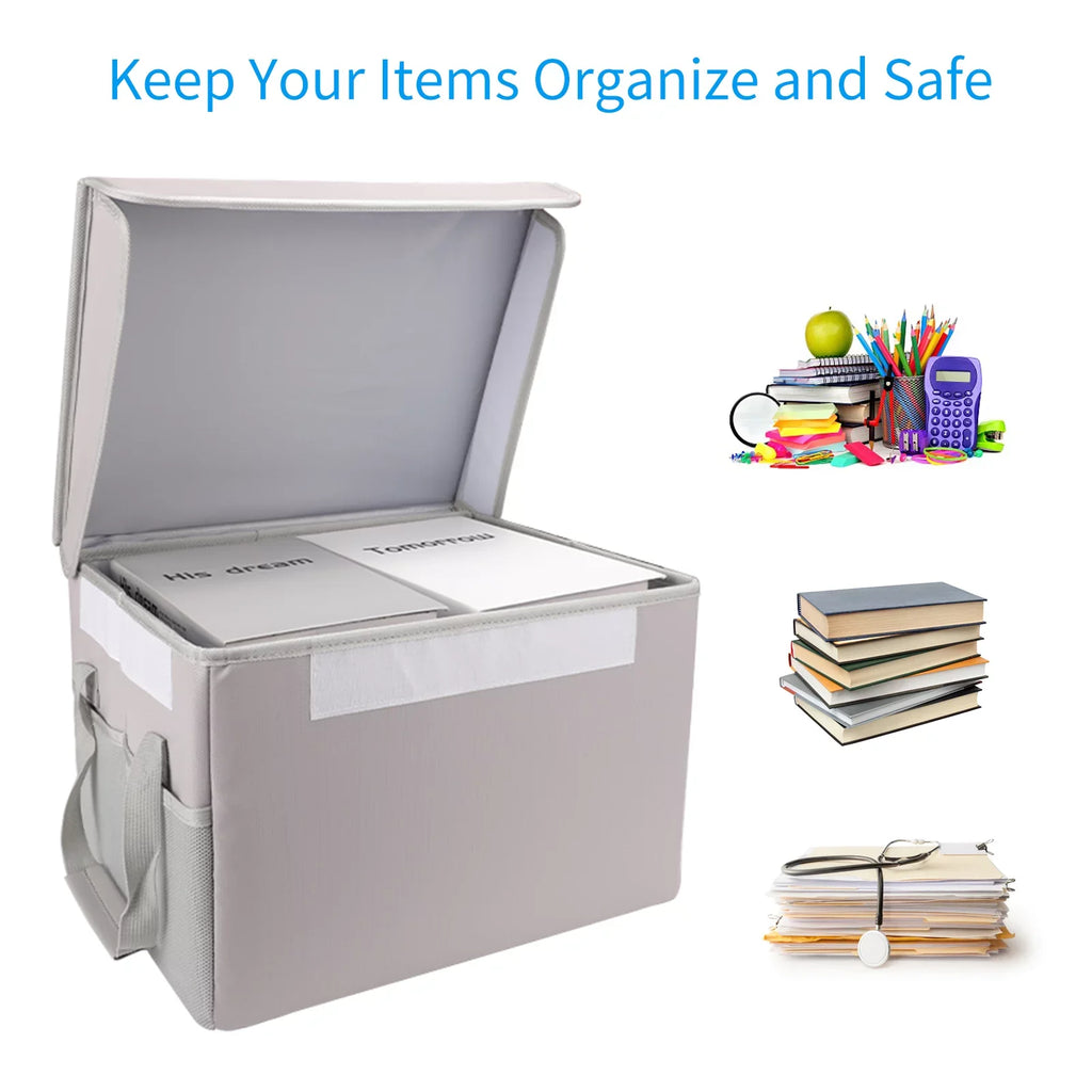 Handles Home Ideal Storage Car, Lid Waterproof Fireproof Sturdy Irfora Box, and for Office with