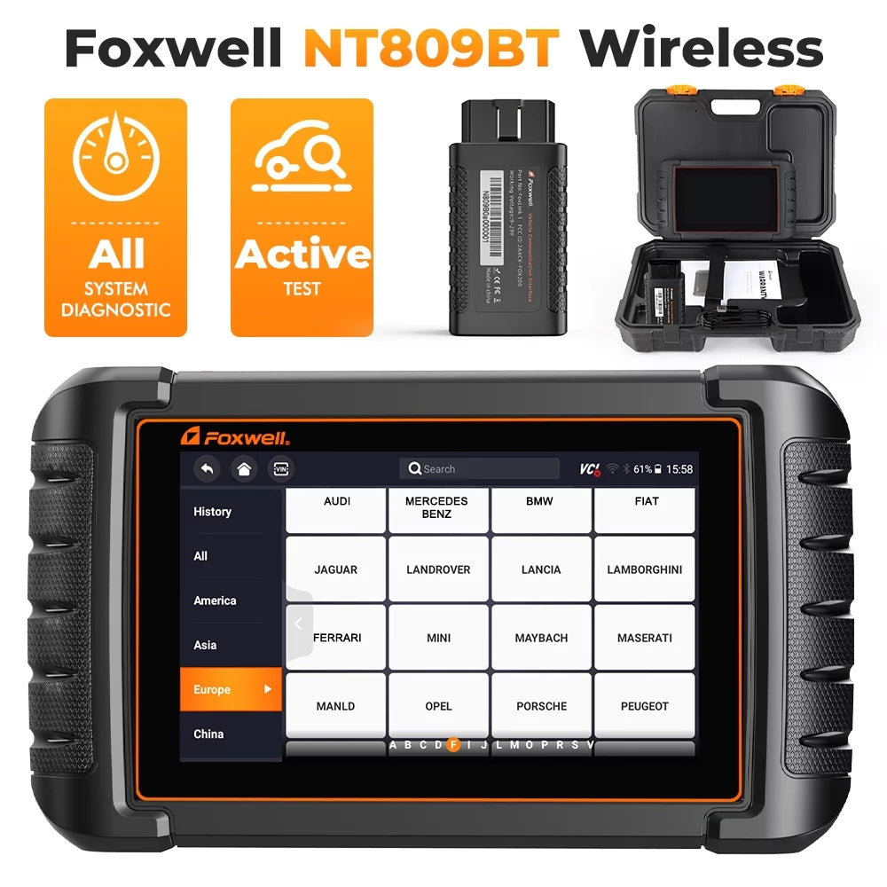 NT809BT Scanner Auto OBD2 Active Bluetooth Test Diagnostic Control Scanner Maintenance Analyzer Car Services Tool Scanner Automotive 30 Foxwell Automotive Code OBDI Scan Advanced Reader Bi-directional