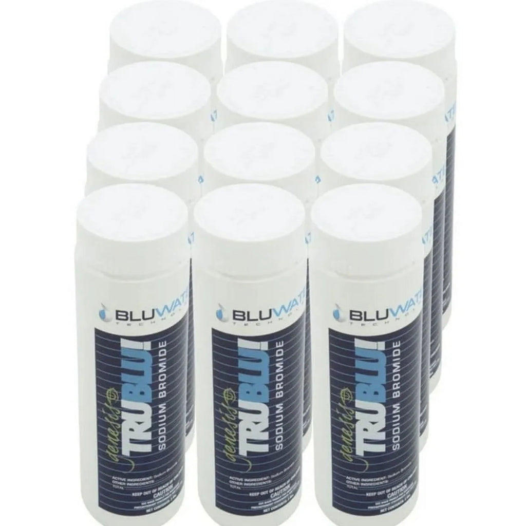 Sodium Genesis, Generator, Case 12 of Cleaners Brand Bluwater 2lb Automatic Pool Bromide Bottle,