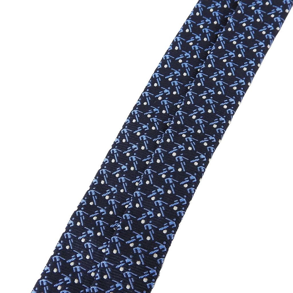 (Good) Necktie Pre-Owned Navy Blue Silk BVLGARI Men's