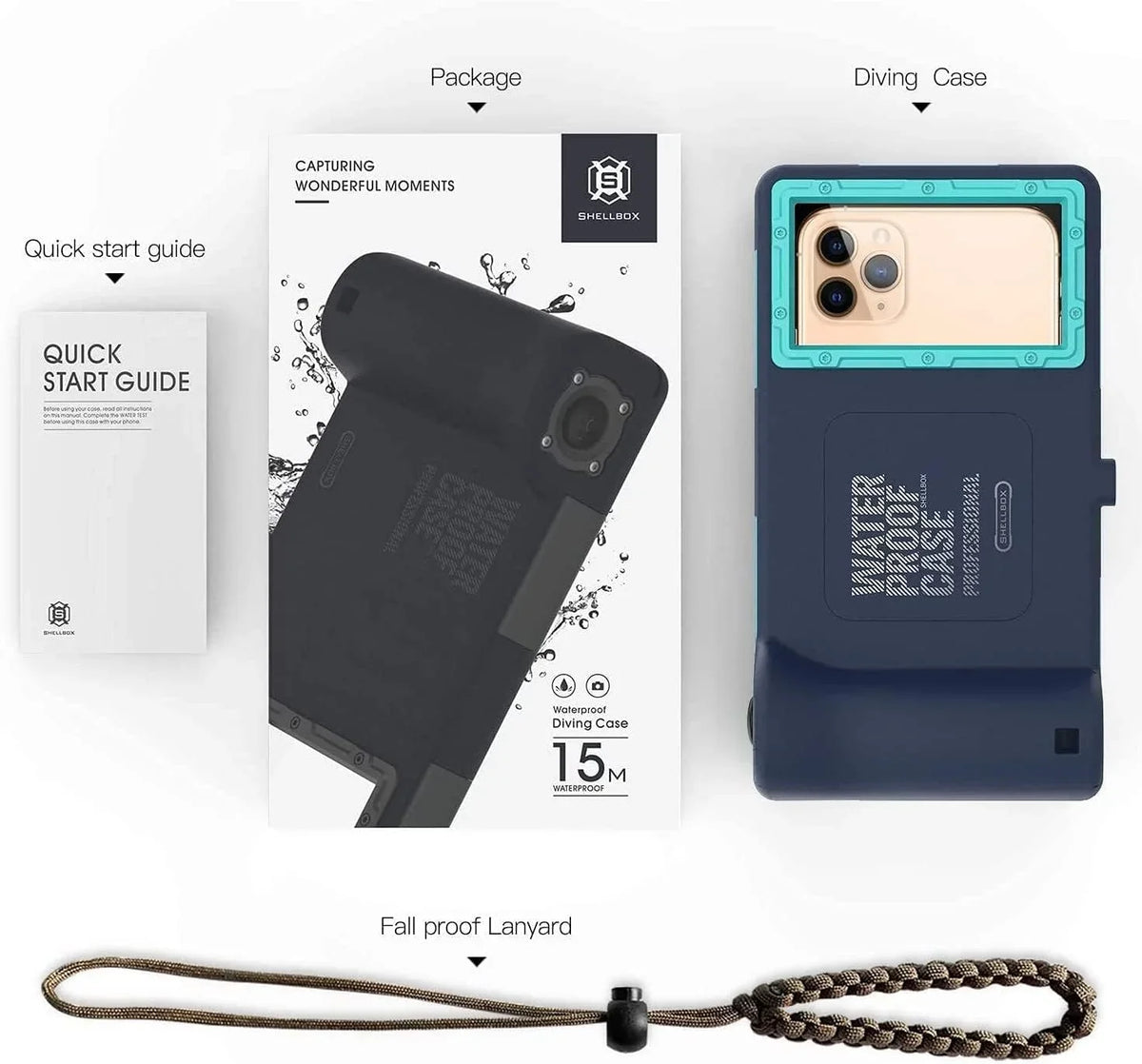Mini 14/13/12/11 Professional Max Plus [15m/50ft] iPhone Cover(Blue) Note10/9/8/S10/9/8 Pro Waterproof for Diving Xr/X/Xs/Samsung Case Phone Video Snorkeling Photo Ultra Underwater Galaxy