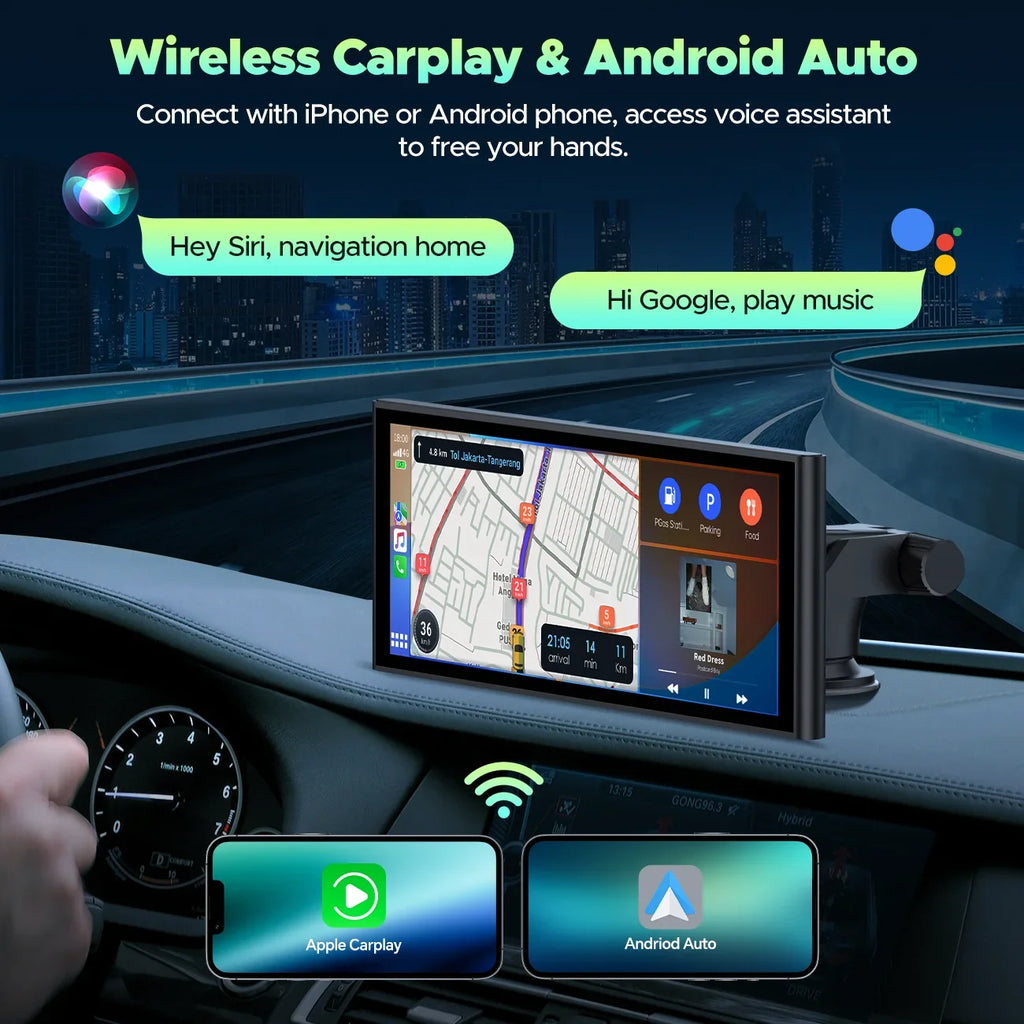 Android Front Play 1080P TOGUARD Car 4K Touch Dash 9.26" Camera/Loop Radio, Stereo Car Rear Rear Link Screen, Navigation/Mirror Cam, and Car View Apple with Auto, Recording/GPS Wireless Carplay