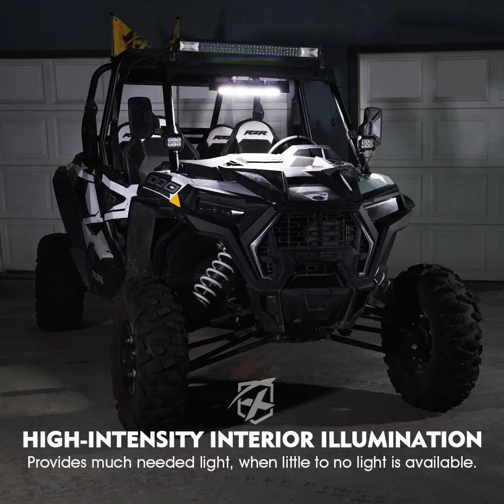 UTV 1.75"-2" Rollbars View Fits 17.5" Lights W/ Integrated Mirror Xprite Curved Rear LED