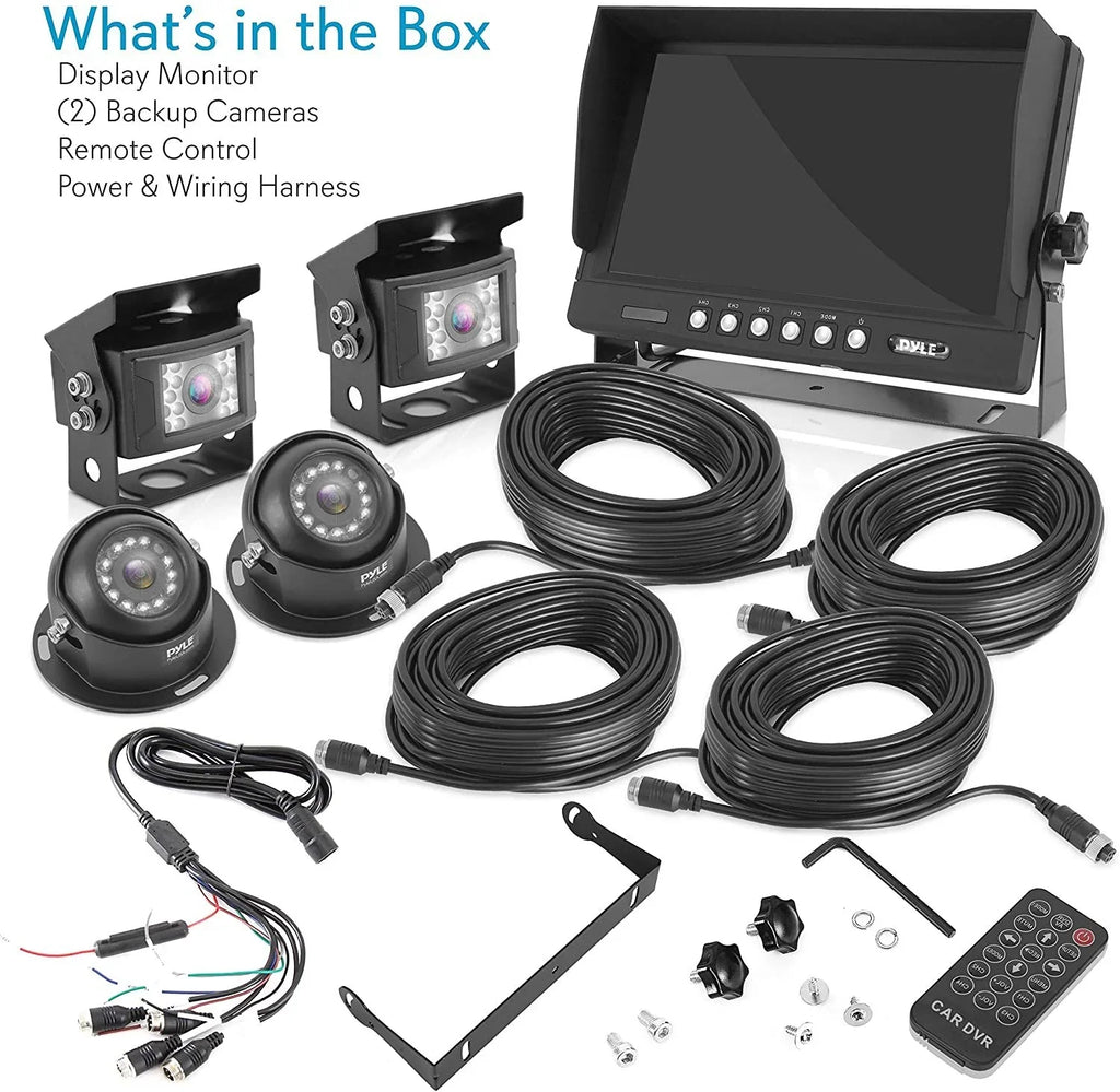 Up Truck Recorder, - DVR Car Dual Tilt-Adjustable, Vision, Monitor, Video Parking Kit Camera View w/ Mount Pyle Back LCD Backup Rearview Universal Night System Rear PLCMTRDVR47 - Vehicle Reverse 9