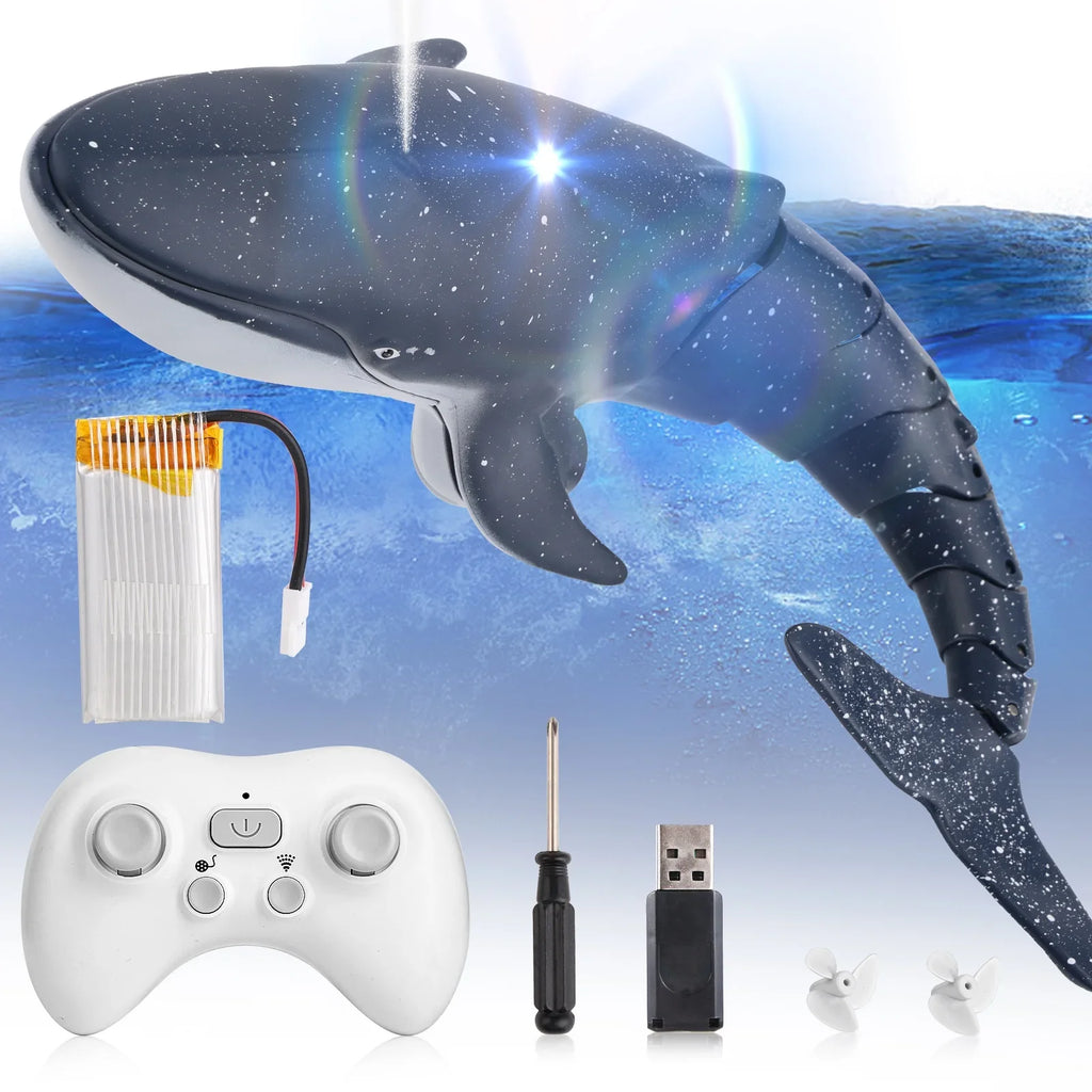 Remote Toys Diving Control for Pool Whale Toys, Spray Kids, Boat Toys, Boys Girls, Class RC Boat RC Toy Shark for Swimming Pool for Ant Water
