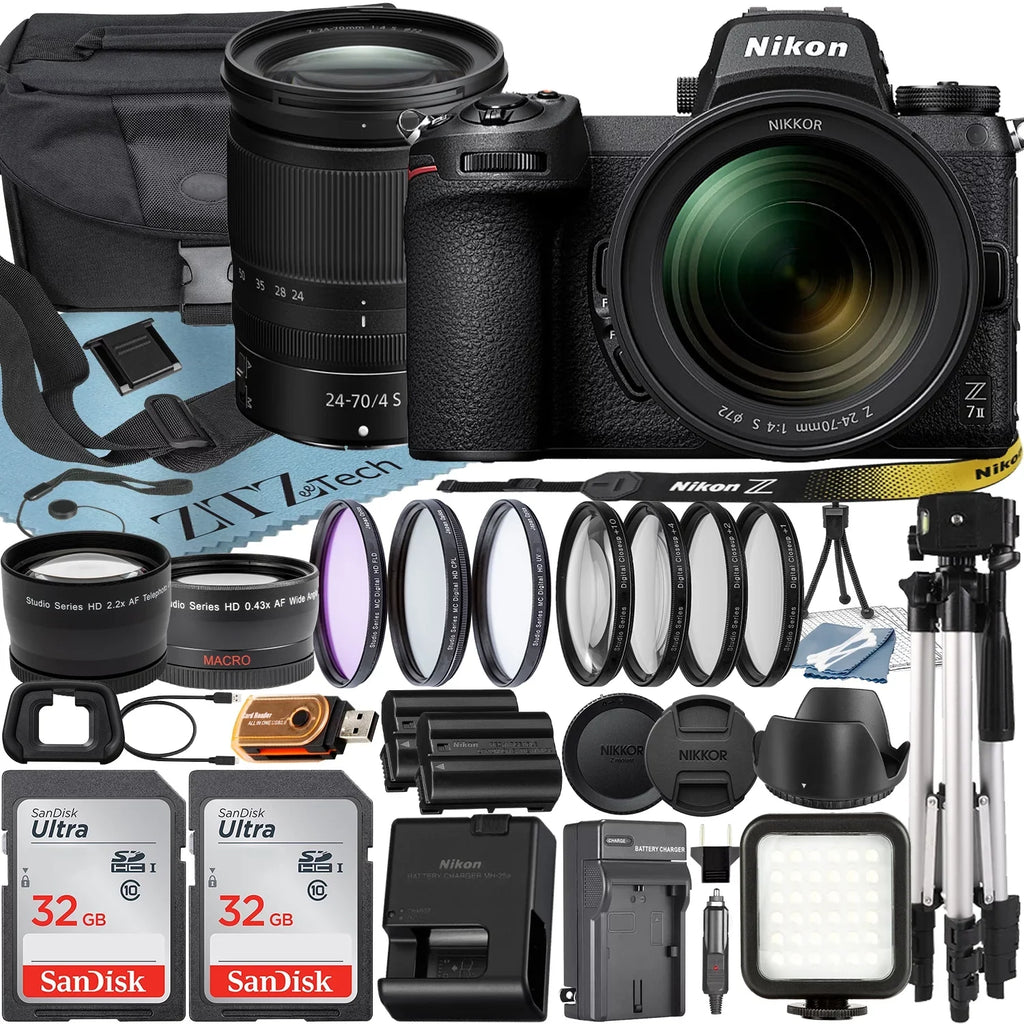 Tripod + NIKKOR + Lens 24-70mm Card Bundle S ZeeTech Camera II Case + 32GB Telephoto Z7 + f/4 SanDisk with Mirrorless Z Nikon Accessory +