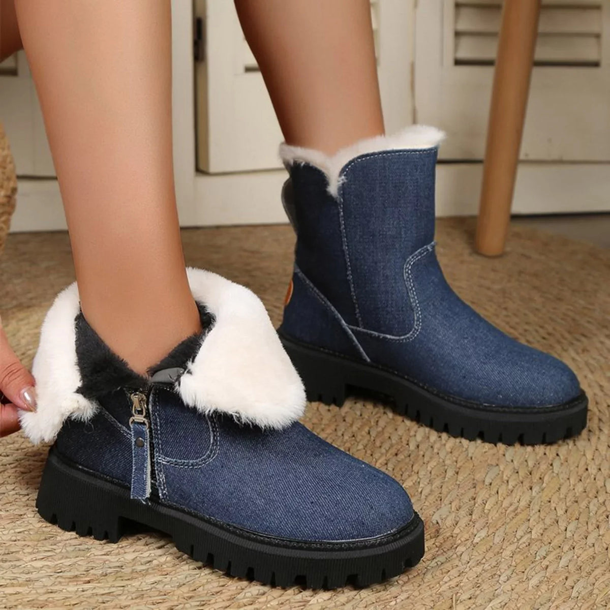 In Winter For Winter Insulation Booties And New Shoes Shoes Snow Length Cotton Women Boots for Mid Women Integrated Plush Winter Ankle Boots And Leather Snow Thick