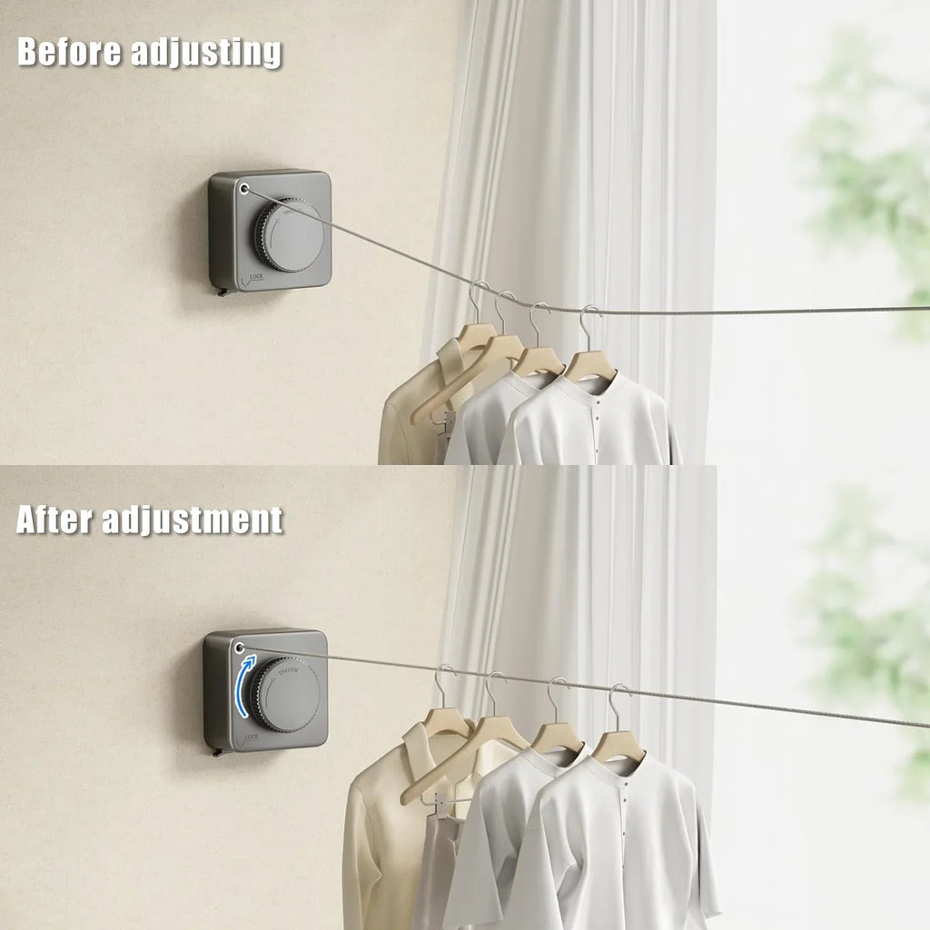 Drying - Mounted Wall Indoor, Racing Clothes feet Stainless Steel 15.1 Outdoor Droop Heavy Rope Ryanstar Clothesline Duty Retractable Retractable Gray Clothesline Laundry Clothesline Adjustable
