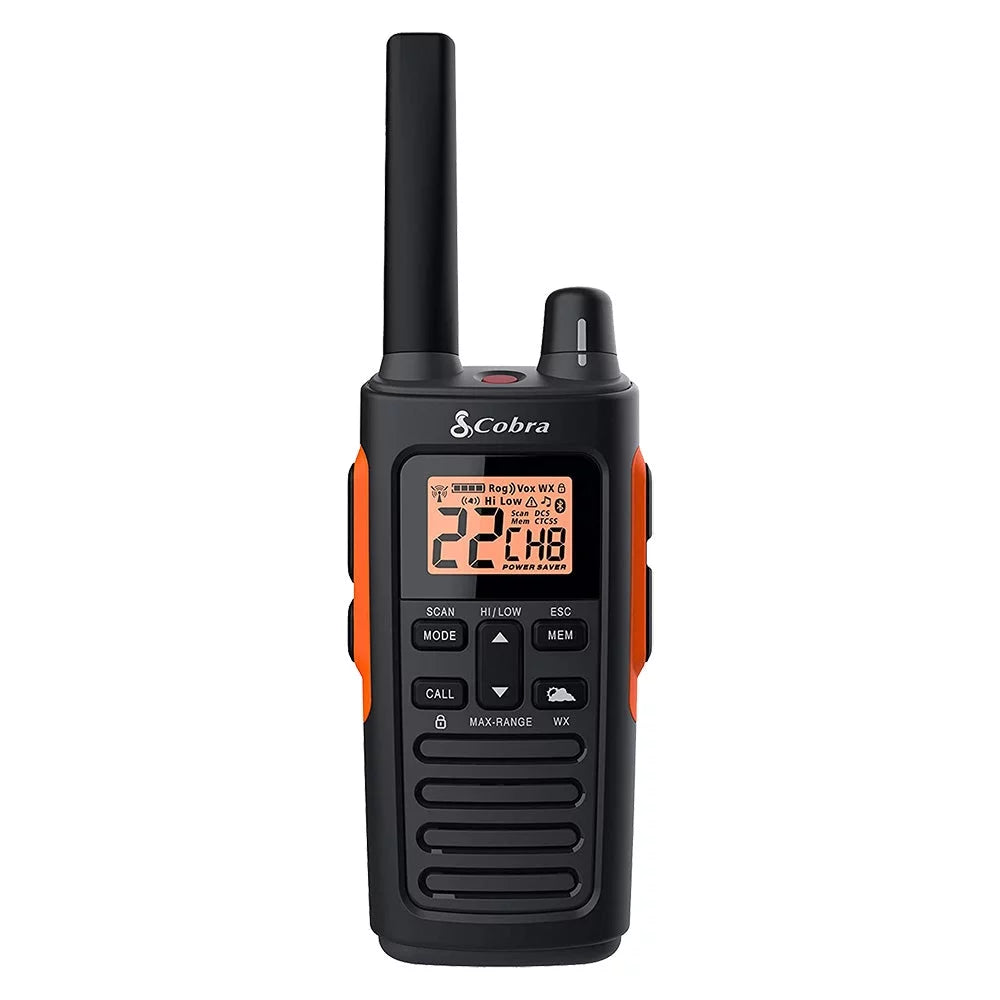 Two-Way Walkie Preset Radio Set Cobra 38-Mile Range (2-Pack) 60 RX680 for Waterproof Long Rechargeable, - Talkies Channels, Adults