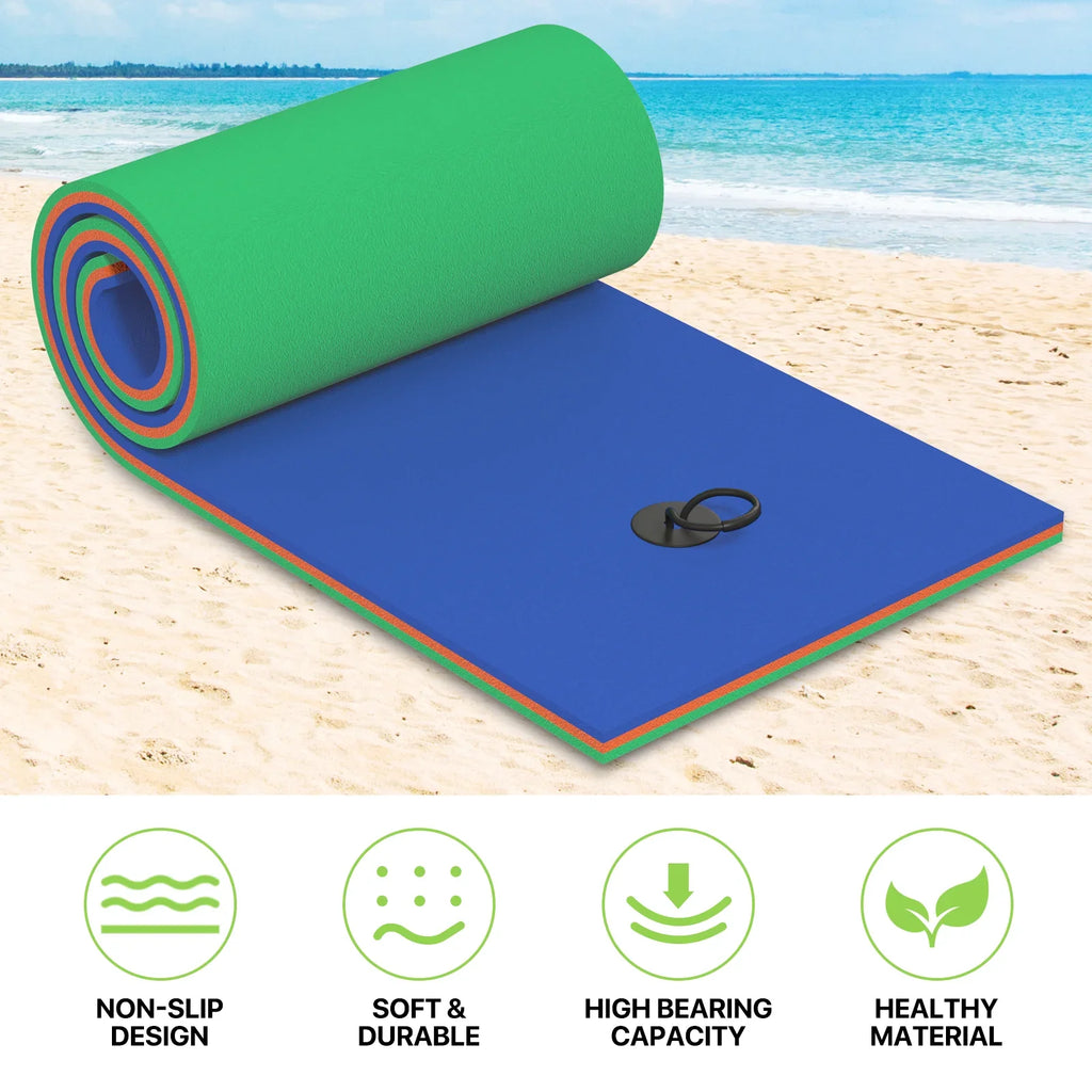 Tear-Resistant XPE Mat River Recreation Float Water for Water Activities, Magshion Water Lily Floating 6x2ft Lake Pool 3-Layer Pad, Ocean Pad Foam Outdoor Floating Blue Mat,