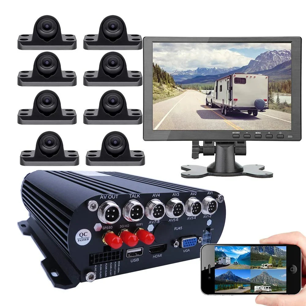 Video Recorder Angle Camera System Car HD Large 1080P 10" Truck/RV/Bus Cameras Screen AHD WiFi 8-CH JOINLGO Vehicle PC Monitor 4G with Backup Remote DVR for View DVR MDVR Phone Mobile Car Mini GPS on