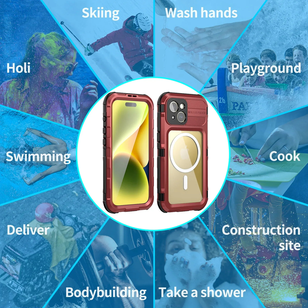 Case Protector,Underwater Pro Full Screen 15 Built-in Sealed for Red Protection Lens Dustproof for Waterproof Cover 15 Shockproof and iPhone Full-Body Pro, Sturdy with iPhone Camera