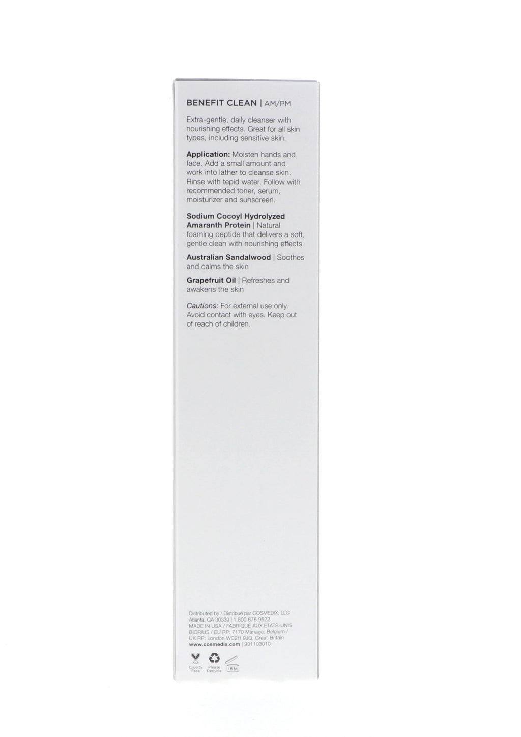 Clean Gentle Benefit CosMedix oz 5 Cleanser,
