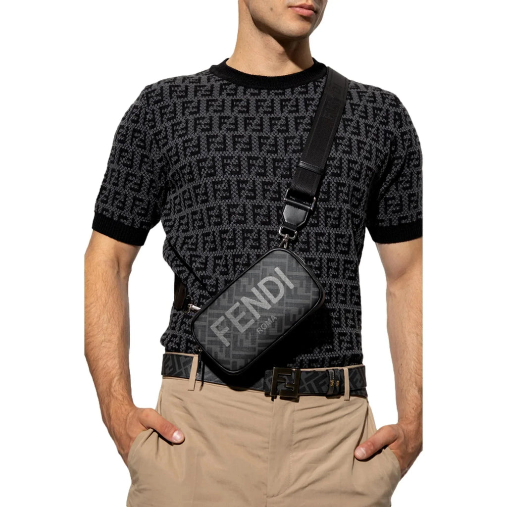 Roma Mini Zucca Crossbody Bag Canvas Camera Fendi