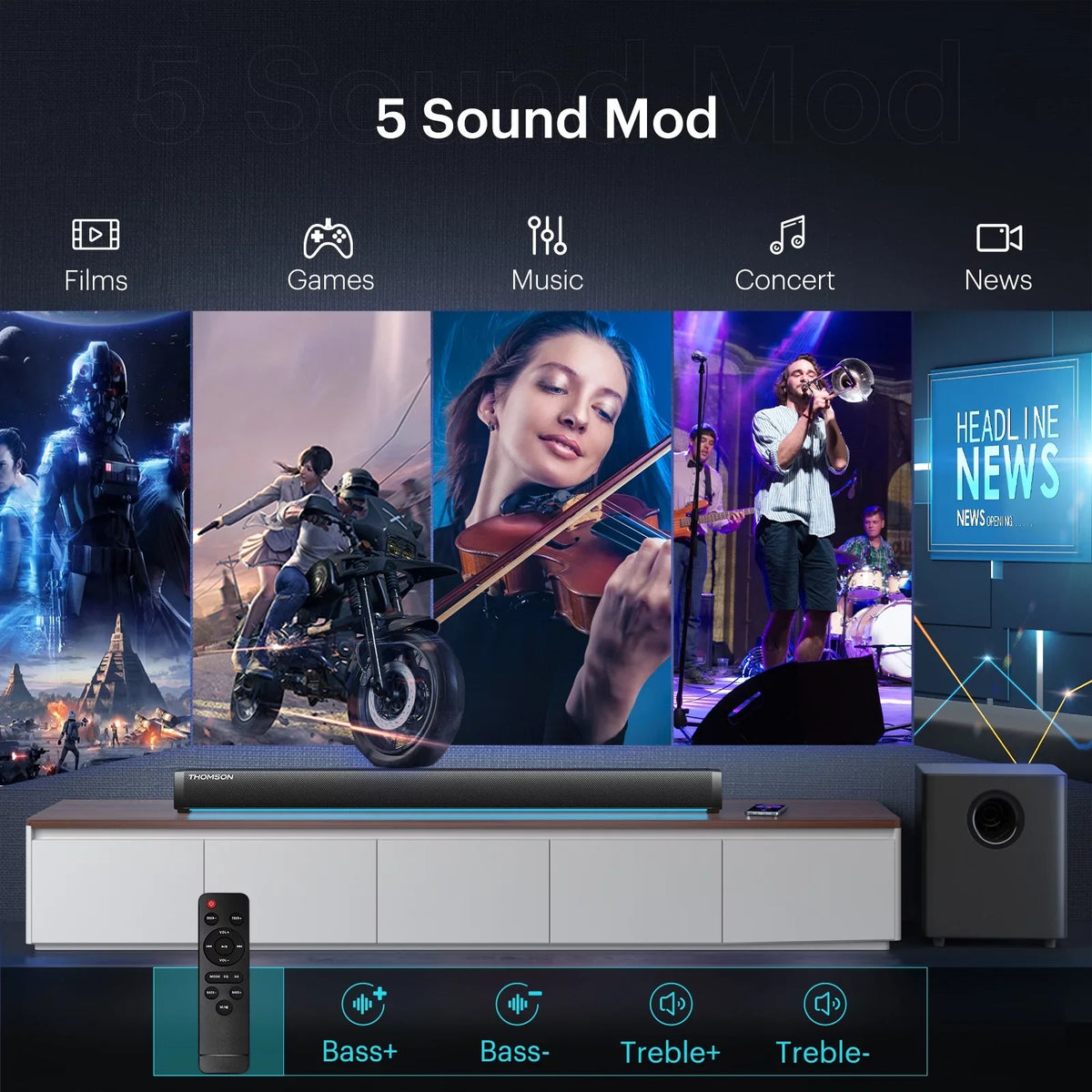 Sound - TV, Soundbar Soundbar Thomson Cinema for Bluetooth PC System Speaker B206 Home ,