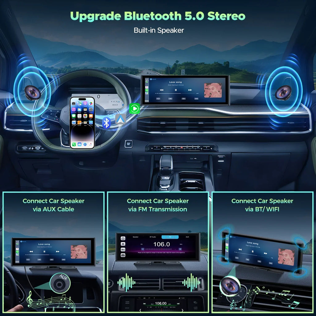 Android Front Play 1080P TOGUARD Car 4K Touch Dash 9.26" Camera/Loop Radio, Stereo Car Rear Rear Link Screen, Navigation/Mirror Cam, and Car View Apple with Auto, Recording/GPS Wireless Carplay