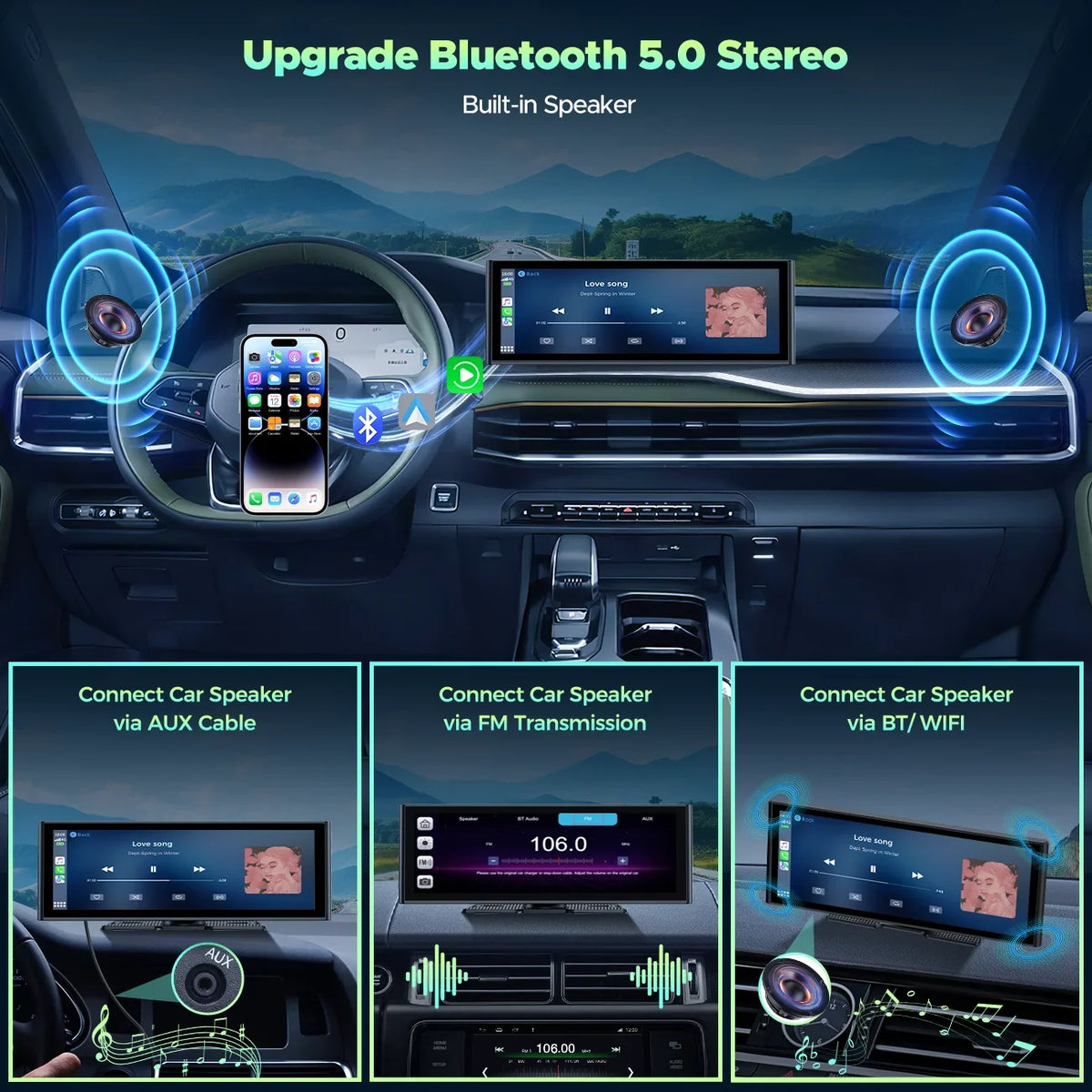 Android Front Play 1080P TOGUARD Car 4K Touch Dash 9.26" Camera/Loop Radio, Stereo Car Rear Rear Link Screen, Navigation/Mirror Cam, and Car View Apple with Auto, Recording/GPS Wireless Carplay