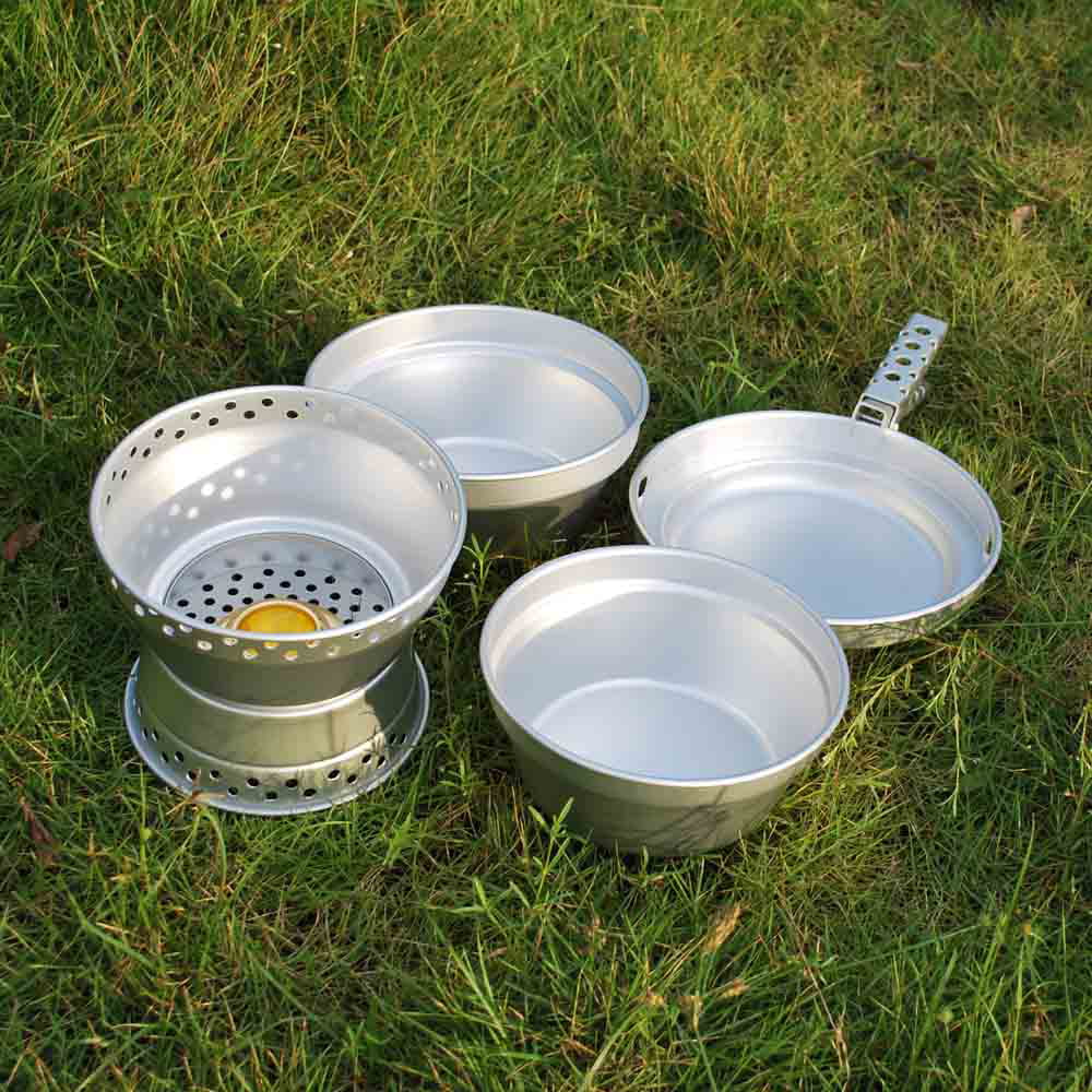 Arealer Mess Cooking Stove Backpacking with for Pan Portable Gripper Cookware Camping Stand Spirit with Hiking Set BBQ Pot Picnic Kit