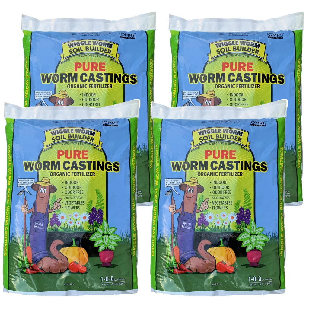 Organic Pack) (4 WIGGLE 15 Castings lb. WORM Earthworm Soil Fertilizer, Builder