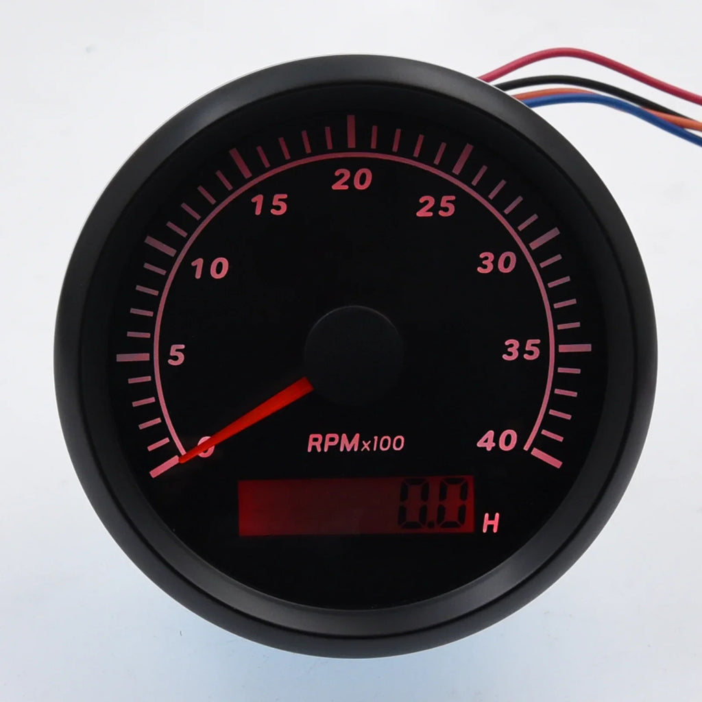 Truck Geloo Boat Meter Marine Tachometer for 85mm Waterproof RV 0-4000RPM Gauge Hour Tachometer Car
