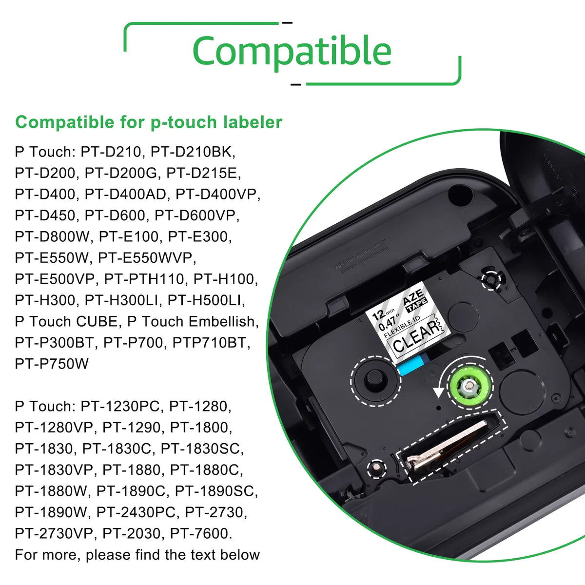 TZe-131 12mm Wire TZe-FX131 TZe Compatible Cable x GREENCYCLE on Clear for 8m Flexible 8PK Brother Tape ID P-touch Label TZ-FX131 TZ TZ-131