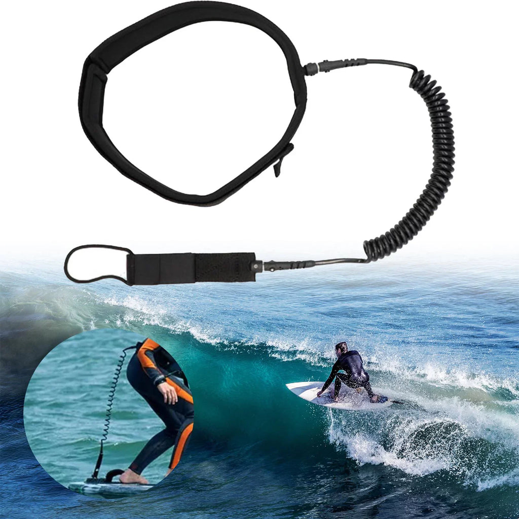 Waist Paddle Water Sports Belt Surfboard 10FT Leash Skimboard, Surfing Leash Coiled up Leash Shortboard, Longboard Stand for Paddleboard, Board Surf