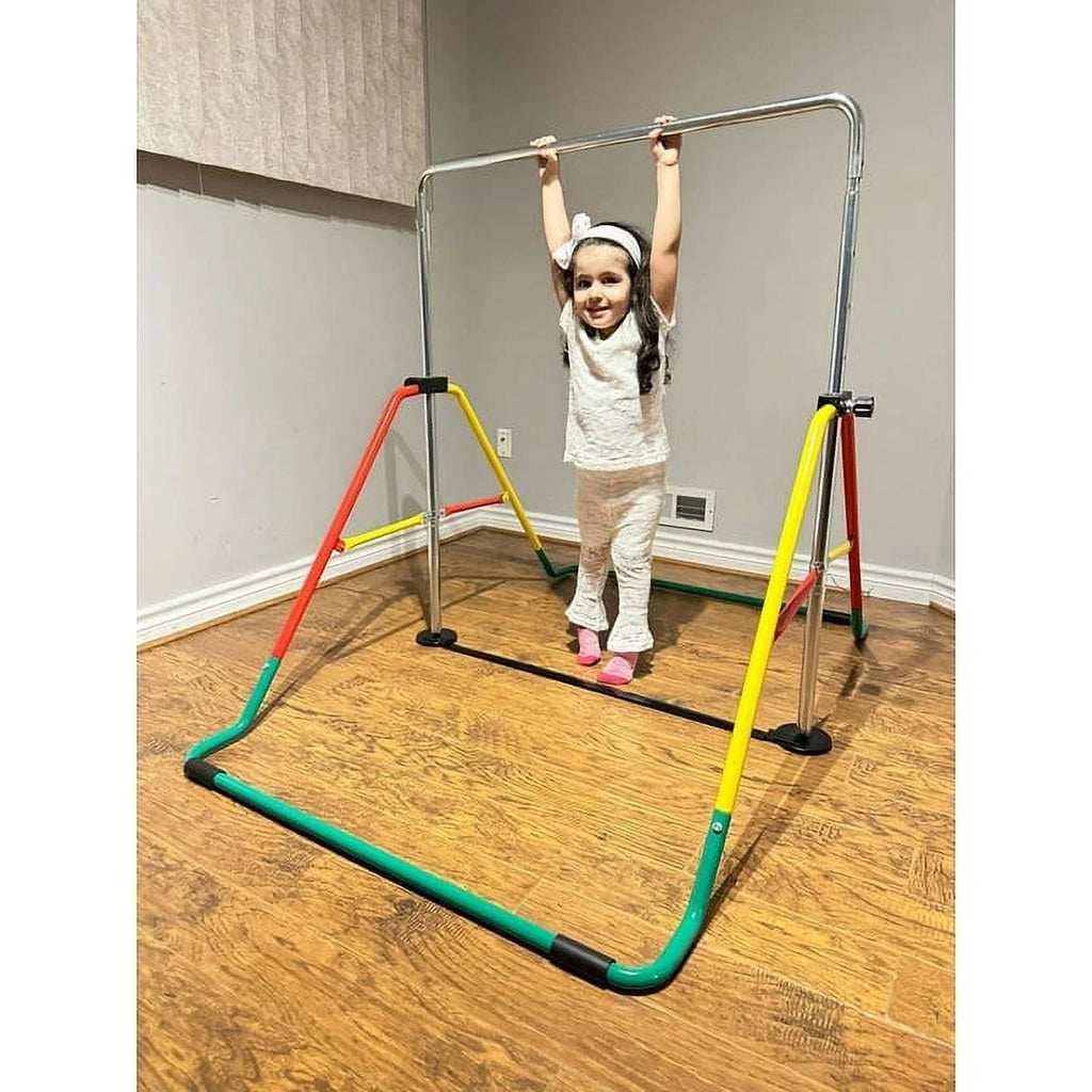 '- Gymnastics Bar Home Adjustable Kids' Playground Red/Yellow, Folding Training & Equipment, Expandable