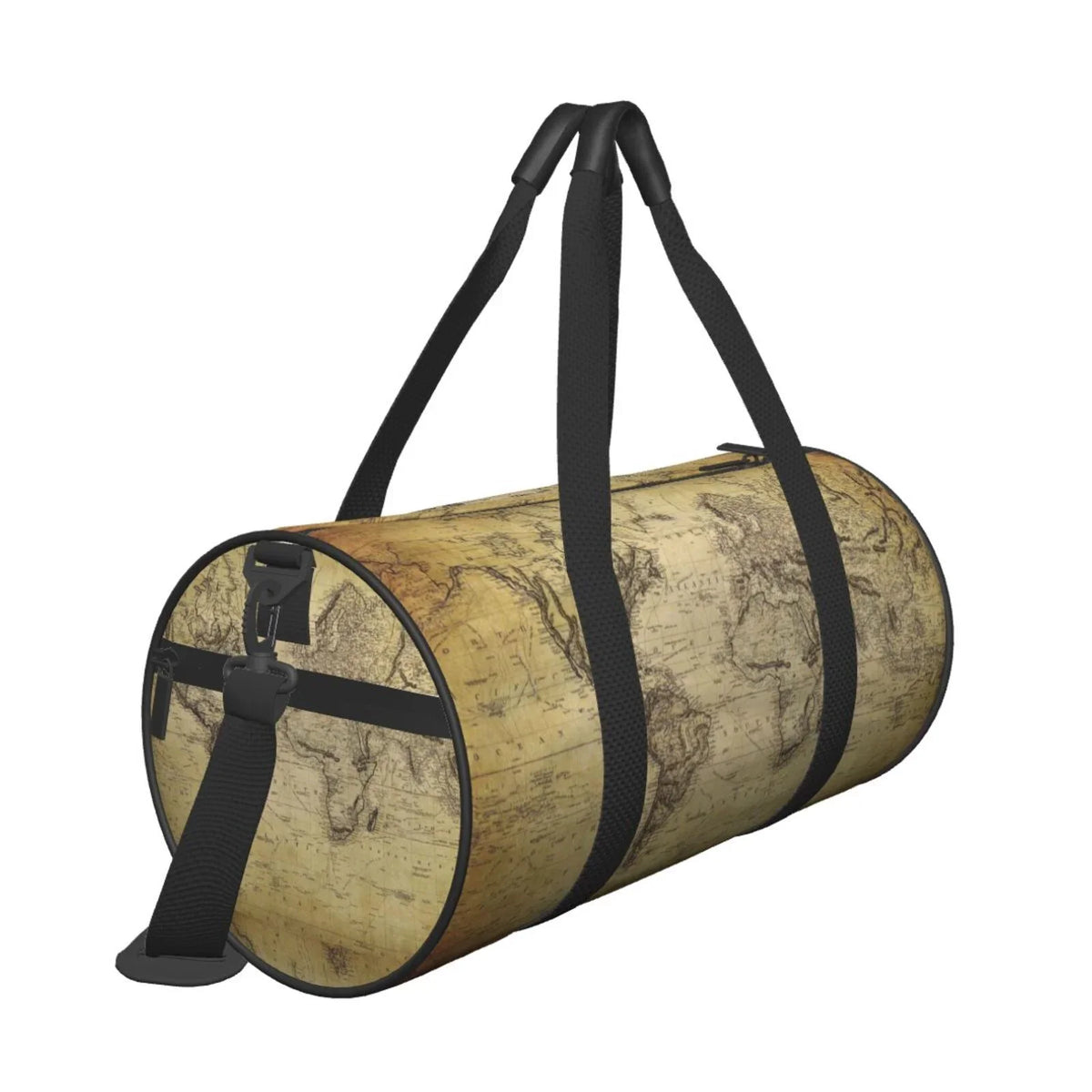 Bag Vintage Sports with Luggage and Gym Pocket Compartment Capacity Cylinder Bag Travel World Coaee Waterproof Large Bag Map