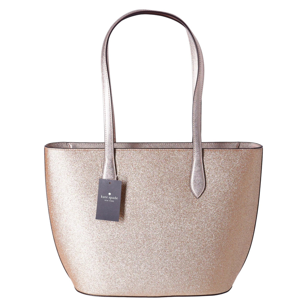 Gold Tote Kate Glimmer Spade Shoulder Top Glitter Holiday Zip Large Bag